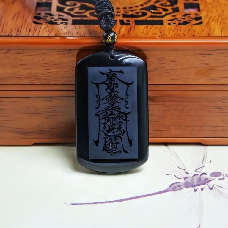 Obsidian Talisman Pendant – Celestial Command Amulet