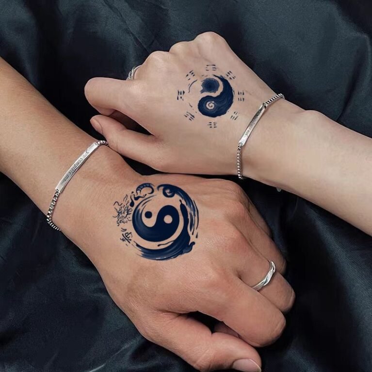 Tai Chi Tattoo Sticker: The Flowing Yin-Yang Art